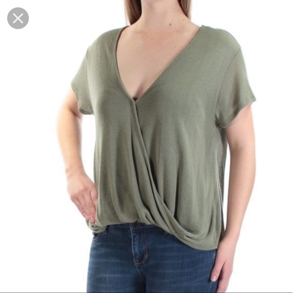 White Free People V Neck Wrap Top
